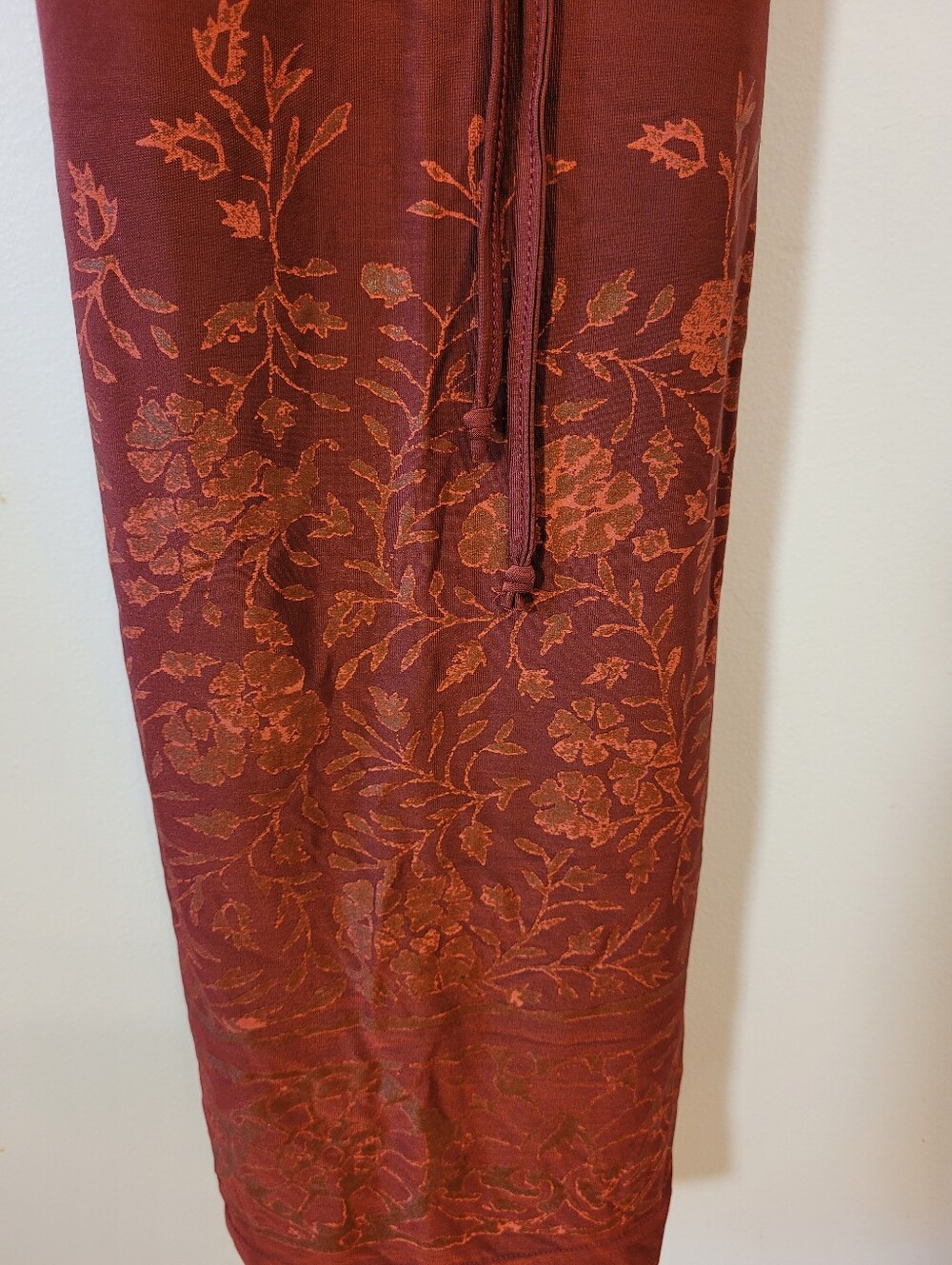 Vintage Red Maxi Floral Print Dress Boho Satiny Red - Size S - Picture 4 of 10
